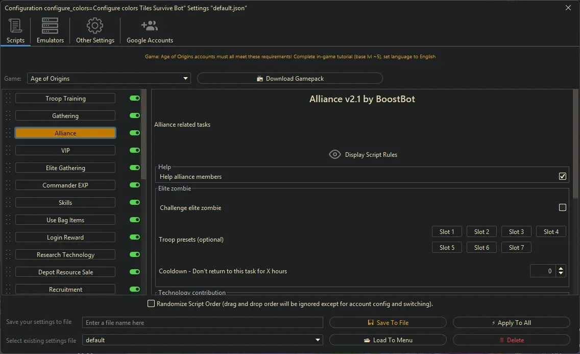Age of Origins Bot - Alliance