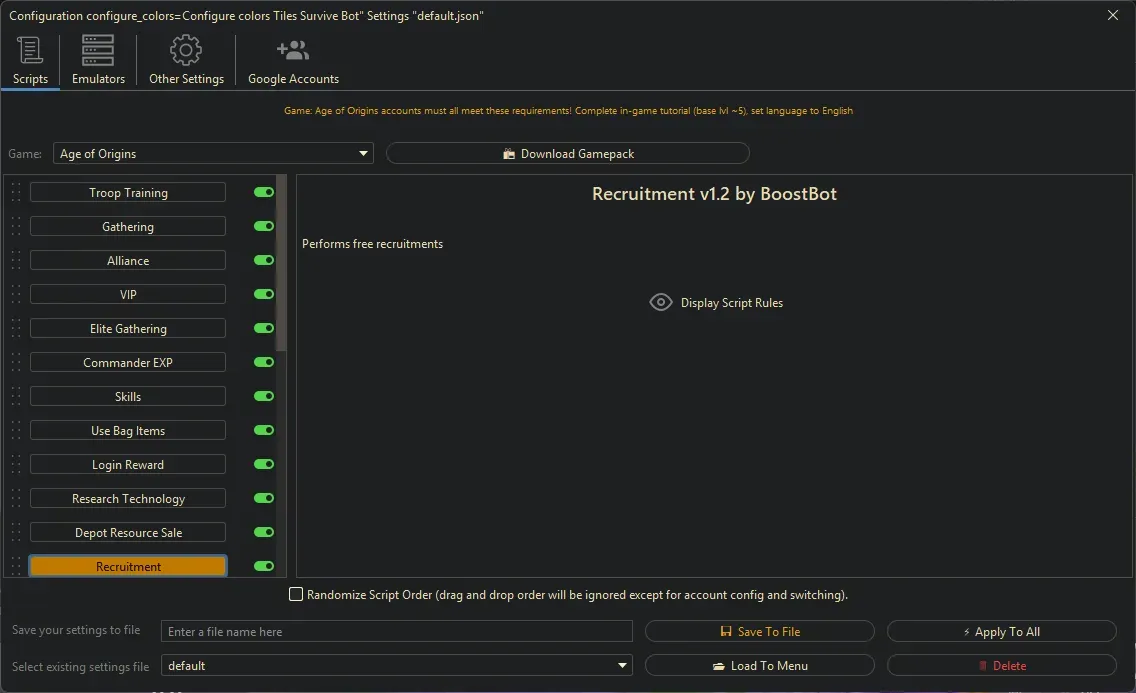 Age of Origins Bot - Recruitment