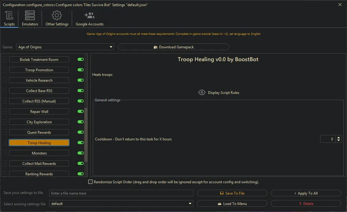 Age of Origins Bot - Troop Healing